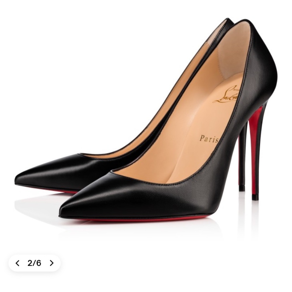 Christian Louboutin Kate 100mm Pump in Black Nappa Leather in Size 38